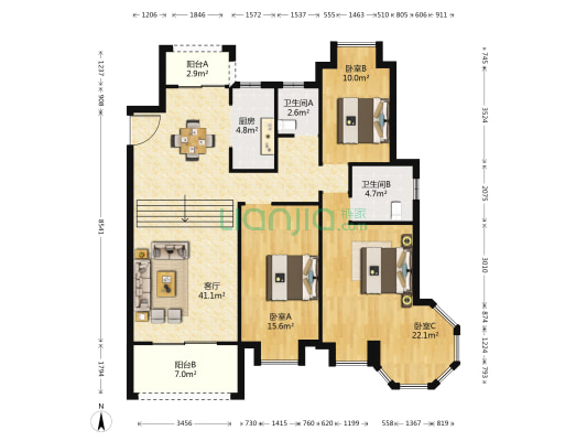 御景天成花苑 3室1厅2卫 144平方