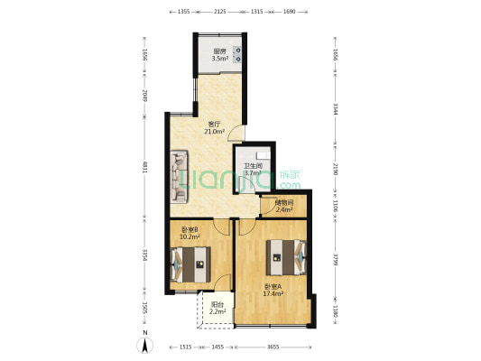 金桥电化小区 2室1厅1卫 70平方