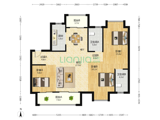 融创·民发·御湖壹号 3室1厅2卫 128平方
