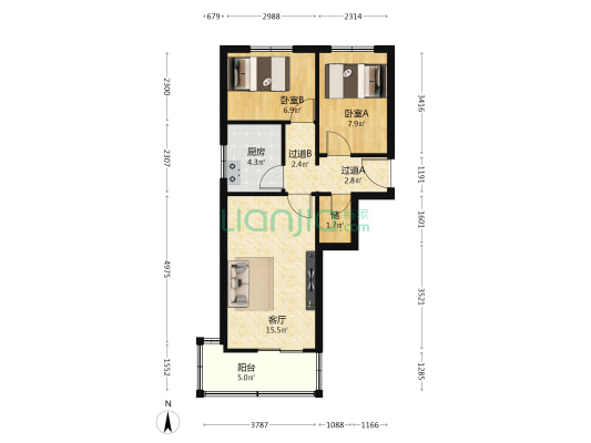 烟酒糖公司家属院 2室1厅0卫 59平方
