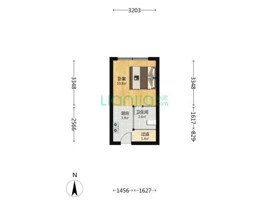 康桥阳光大厦 1室0厅1卫 35平方