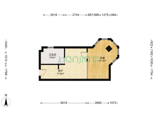 明发商业广场 1室1厅1卫 51平方