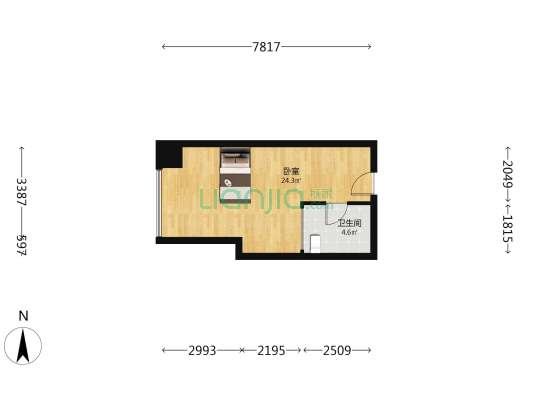 百步亭现代城 1室0厅1卫 44平方