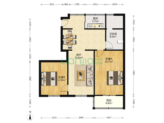 郎家巷20号 2室1厅1卫 95平方