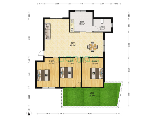 江南路 3室1厅1卫 130平方