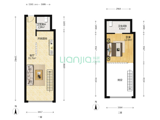 盈嘉赢家 1室1厅2卫 60平方