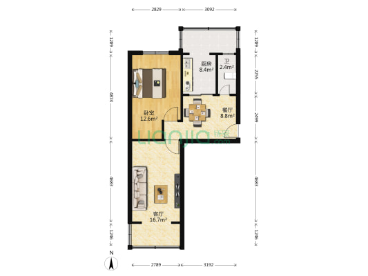 市警校家属院 1室2厅1卫 57平方