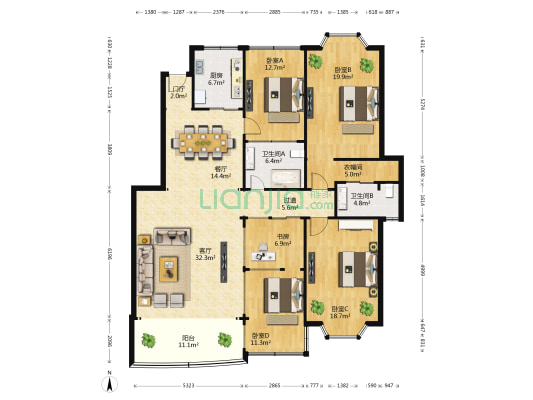 福辉大厦 5室2厅2卫 208平方