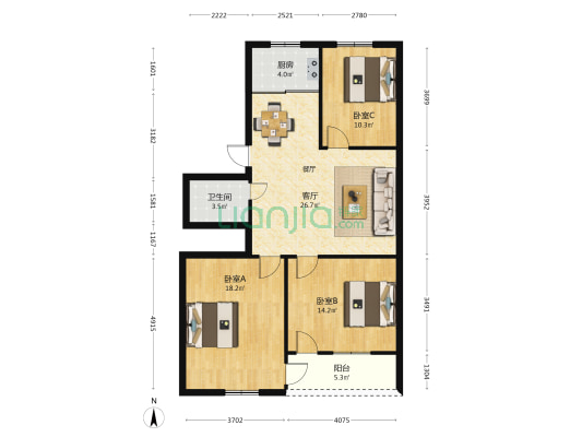 三福小区 3室1厅1卫 110平方