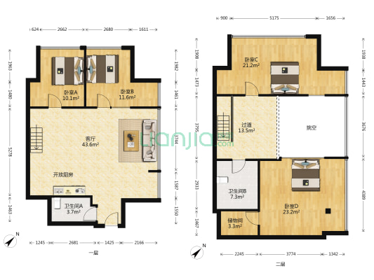 万科中心云玺 4室1厅2卫 109平方