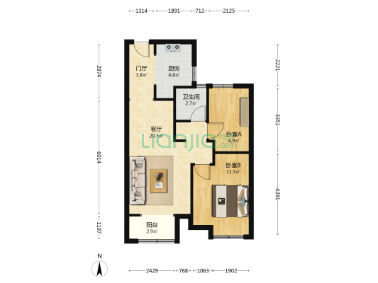 良雅苑 2室1厅1卫 77平方