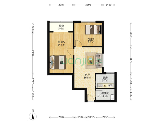 红锦大道17号 2室1厅1卫 67平方