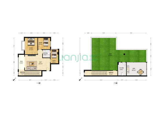 科华园 3室1厅2卫 92平方