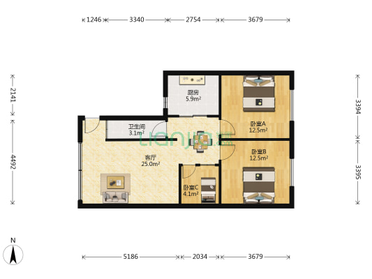 石堡街5号 3室1厅1卫 90平方