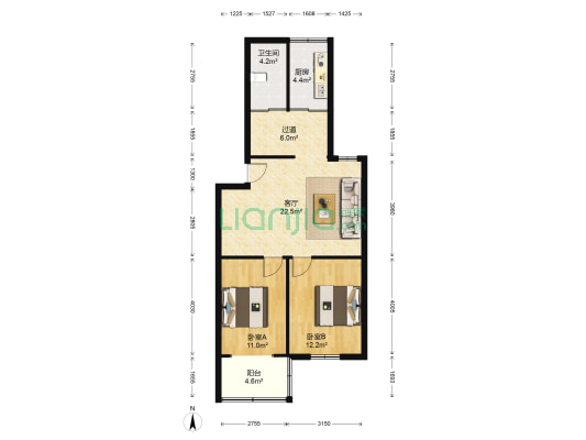 东安花园 2室1厅1卫 81平方