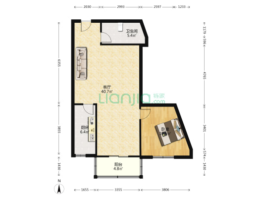 汇元上城 1室1厅1卫 93平方