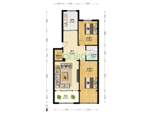 东岗新家园 2室1厅1卫 103平方