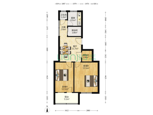 公园新村 2室1厅2卫 66平方