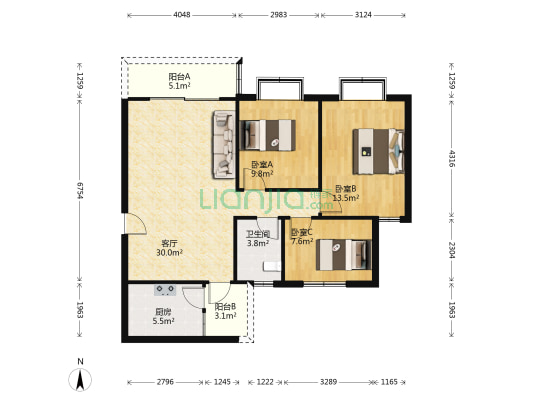 东顺宿舍 3室1厅1卫 91平方