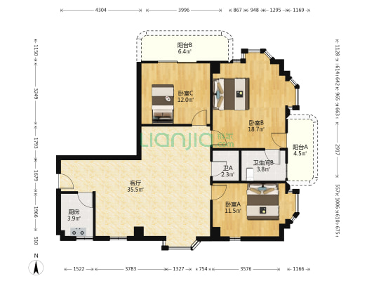 碧海大厦 3室1厅2卫 120平方