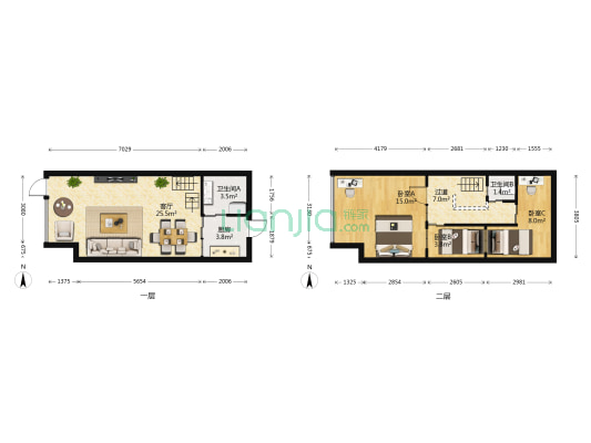 西站商贸城 3室1厅2卫 41平方