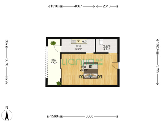 润城八区 1室0厅1卫 52平方