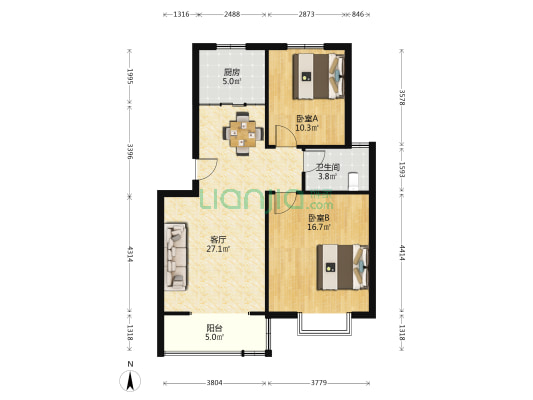 建邦皇嘉锦苑二期 2室1厅1卫 82平方