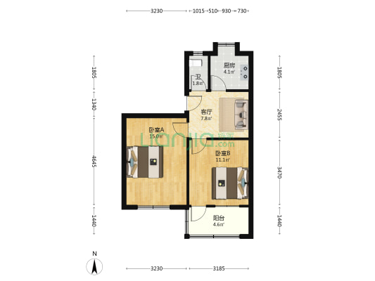 火星小学宿舍 2室1厅1卫 59平方