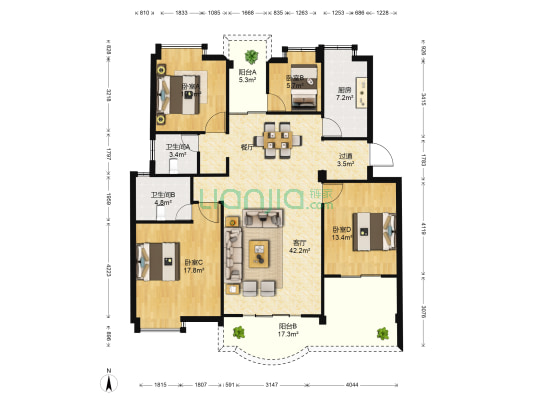 祥丰上城 4室1厅2卫 136平方
