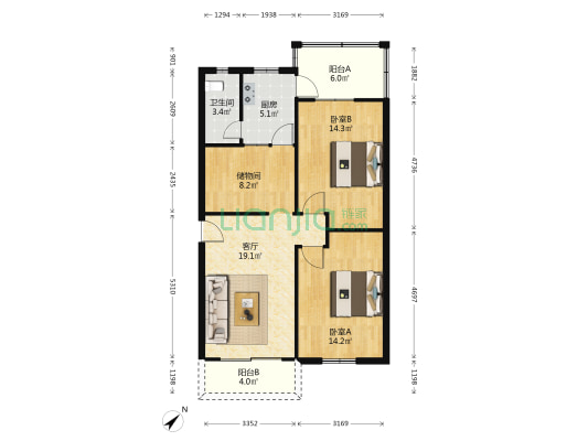 西大街368号 2室1厅1卫 82平方