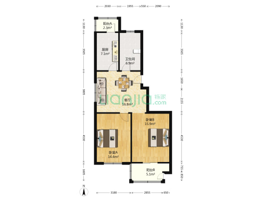幸福花苑 2室1厅1卫 82平方
