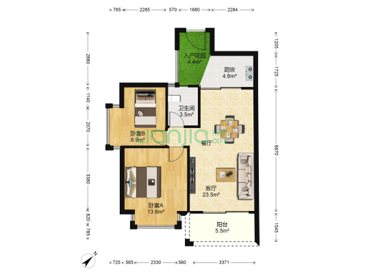 东方威尼城 2室1厅1卫 84平方