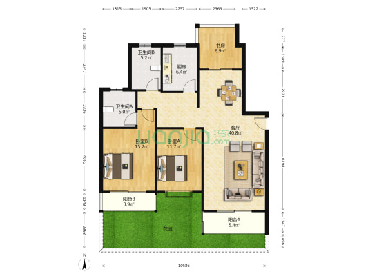 翠景苑(公寓) 3室1厅2卫 122平方