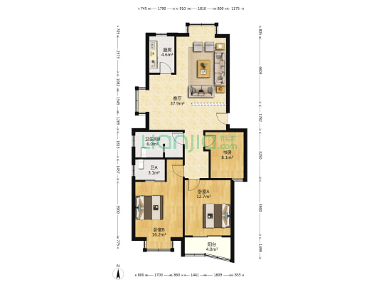 北新小区 3室1厅2卫 111平方