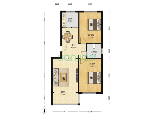 南特数码工业园 2室2厅1卫 93平方