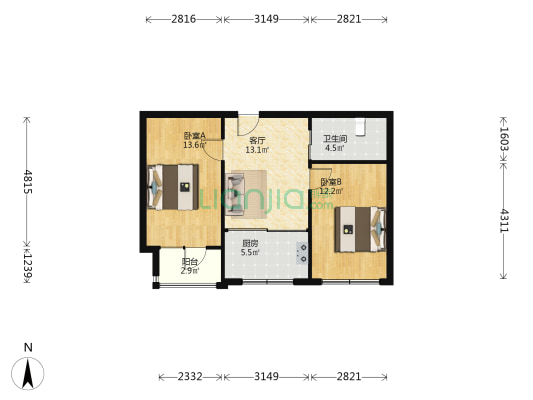 佳地天成一期 2室1厅1卫 65平方