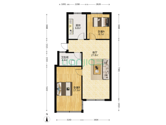 铁运巷73号 2室1厅1卫 70平方