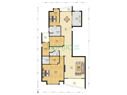 愉景花园 3室2厅3卫 234平方