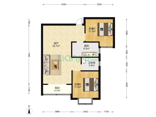 栋盛苑 2室1厅1卫 101平方