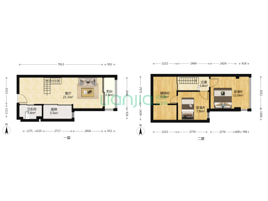 滨江城市花园 2室1厅1卫 47平方