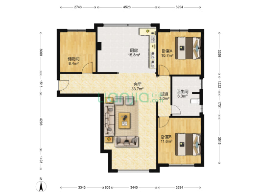 保利达翠堤湾二期 2室1厅1卫 119平方