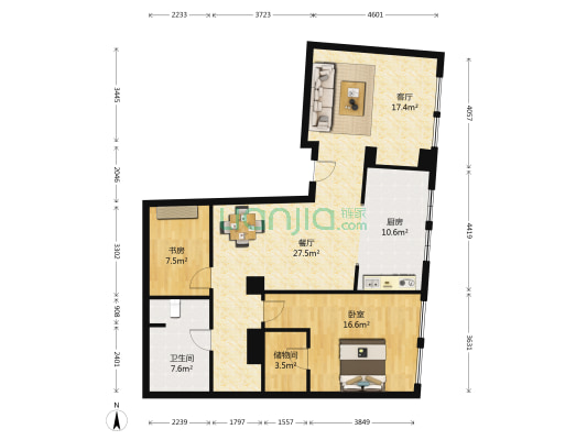逸盛阁 2室2厅1卫 151平方