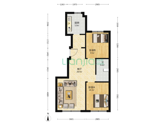万盛理想国九期 2室1厅1卫 89平方