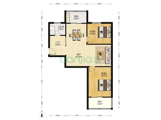 粮库小区 2室1厅1卫 89平方