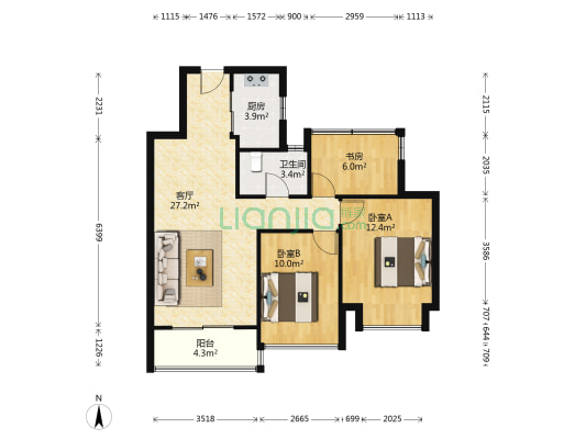 美好时代 3室1厅1卫 95平方