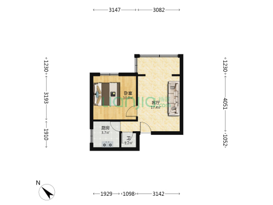 碚峡东路33号 1室1厅1卫 44平方