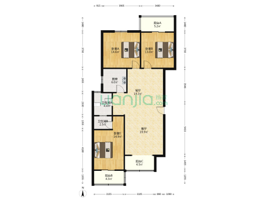 美景天城 3室2厅2卫 138平方