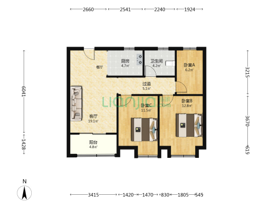 天然之府 3室1厅1卫 94平方