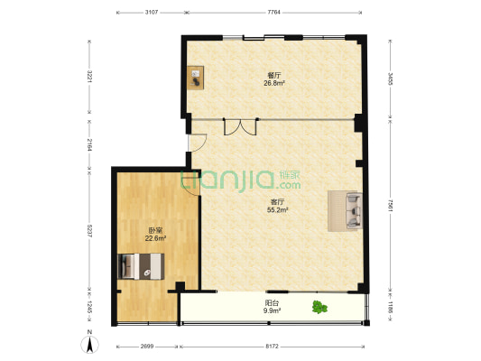 东中华路 1室2厅0卫 101平方