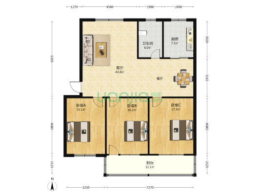 城建家属院 3室1厅1卫 131平方